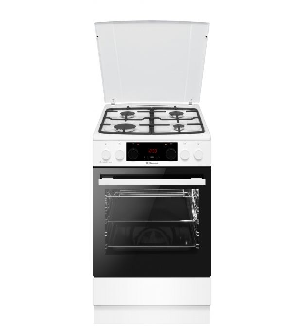 Hansa Плита комби, 65л, 50x60см, дисплей, конвекция, чугун, белый