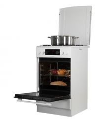 Hansa Плита комби, 65л, 50x60см, дисплей, конвекция, чугун, белый