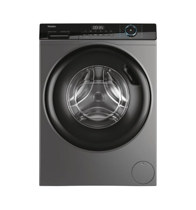 Haier Стиральная машина фронтальная, 9кг, 1400, A+++, 60см, дисплей, пар, инвертор, люк черный, прямой привод, серебристый