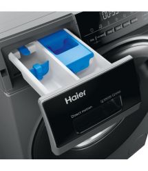 Haier Стиральная машина фронтальная, 9кг, 1400, A+++, 60см, дисплей, пар, инвертор, люк черный, прямой привод, серебристый