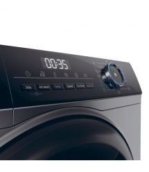 Haier Стиральная машина фронтальная, 9кг, 1400, A+++, 60см, дисплей, пар, инвертор, люк черный, прямой привод, серебристый