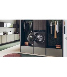 Haier Стиральная машина фронтальная, 9кг, 1400, A+++, 60см, дисплей, пар, инвертор, люк черный, прямой привод, серебристый