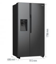 Gorenje Холодильник SBS, 179х70х92см, 2 дв., 376(190)л, А++, NF+, Инв. , Зона св-ти, диспен
