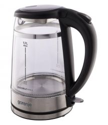 Gorenje Электрочайник 1.7л, 2,200 Вт, strix контроль, стекло, черный