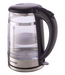 Gorenje Электрочайник 1.7л, 2,200 Вт, strix контроль, стекло, черный