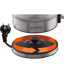 Gorenje Электрочайник 1.7л, 2,200 Вт, strix контроль, стекло, черный