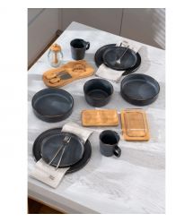 ARDESTO Тарелка десертная Fasano, 19.6см, керамика, серый темный