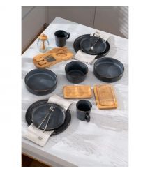 ARDESTO Тарелка обеденная Fasano, 26см, керамика, серый темный