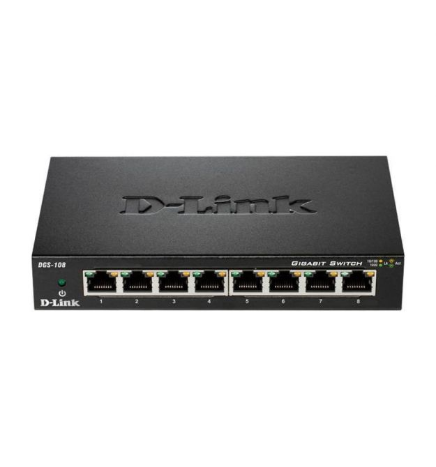 D-Link Коммутатор DGS-108 8xGE, Неуправлямый