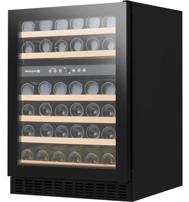 Philco Холодильник для вина, 81.3 х 59.5 х 57, холод.отд.-135л, зон - 2, бут-46, диспл, подсветка, черный