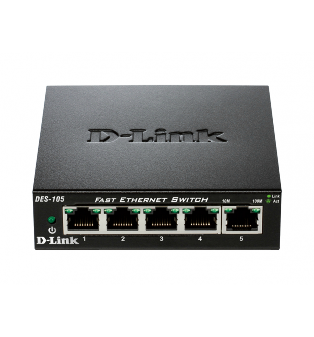 D-Link Коммутатор DES-105 5xFE, Неуправляемый, Металл