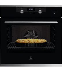 Electrolux Духовой шкаф электрический, 72л, A, пар, дисплей, конвекция, телескопические направляющие, черный