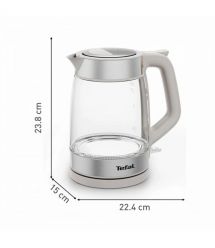 Tefal Электрочайник Glass Kettle 1.7л, стекло, с подсветкой, серебристо-серый