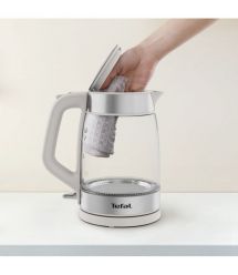 Tefal Электрочайник Glass Kettle 1.7л, стекло, с подсветкой, серебристо-серый