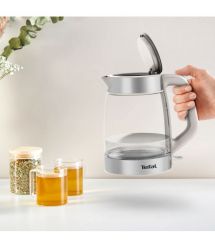 Tefal Электрочайник Glass Kettle 1.7л, стекло, с подсветкой, серебристо-серый