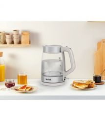 Tefal Электрочайник Glass Kettle 1.7л, стекло, с подсветкой, серебристо-серый