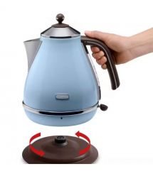 Delonghi Электрочайник Icona Vintage, 1.7л, нержавеющая сталь, голубой