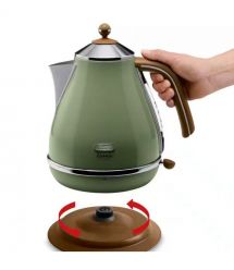 Delonghi Электрочайник Icona Vintage, 1.7л, нержавеющая сталь, оливковый