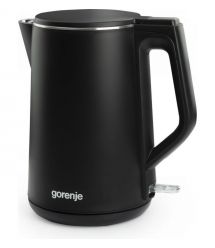 Gorenje Электрочайник, 1,5л, 2,200 Вт, корпус- нержав., Strix, матовый, черный