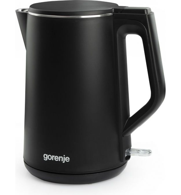 Gorenje Электрочайник, 1,5л, 2,200 Вт, корпус- нержав., Strix, матовый, черный