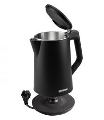 Gorenje Электрочайник, 1,5л, 2,200 Вт, корпус- нержав., Strix, матовый, черный