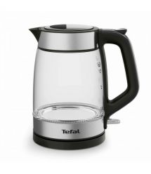 Tefal Электрочайник Glass Kettle 1.7л, стекло, с подсветкой, серебристо-черный
