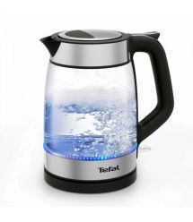Tefal Электрочайник Glass Kettle 1.7л, стекло, с подсветкой, серебристо-черный