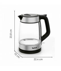 Tefal Электрочайник Glass Kettle 1.7л, стекло, с подсветкой, серебристо-черный