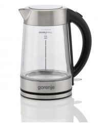 Gorenje Электрочайник 1.7л, 2,200 Вт, strix контроль, стекло, нерж
