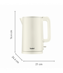 Tefal Электрочайник Thermo Protect, 1.5л, пластик, бежевый