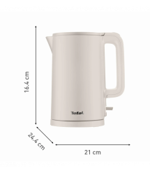 Tefal Электрочайник Thermo Protect, 1.5л, пластик, бежевый
