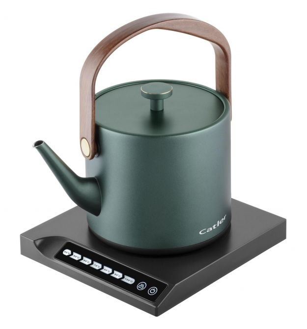 CATLER Электрочайник 0.6л, Strix, заварник, нерж. сталь, поддержка температуры, сенс. управл., темно-зеленый