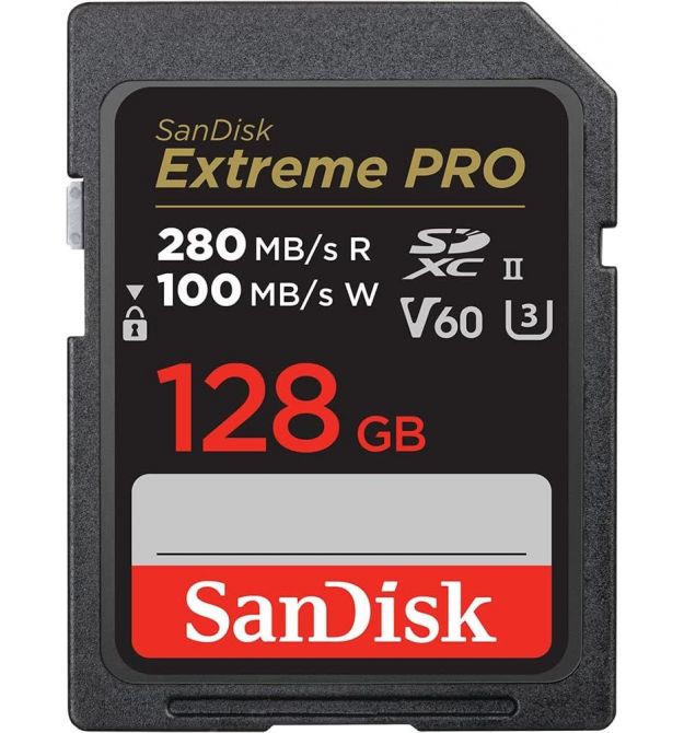 SanDisk Карта памяти SD 128GB C10 UHS-II U3 R280/W100MB/s Extreme Pro V60