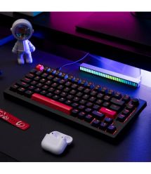 Lemokey Клавиатура механическая X4 84Key, Keychron Brown, USB-A, QMK/VIA, Hot-Swap, EN/UKR, Red led, чорний
