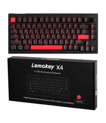 Lemokey Клавиатура механическая X4 84Key, Keychron Brown, USB-A, QMK/VIA, Hot-Swap, EN/UKR, Red led, чорний