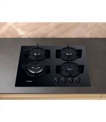 Whirlpool Варочная поверхность газ на стекле, 60см, чугун, конфорка с двойным рядом пламени, черный