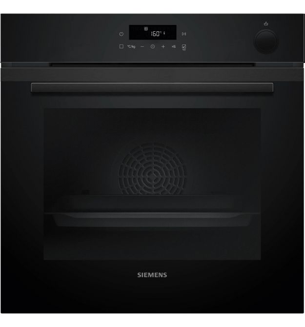 Siemens Духовой шкаф электрический, 71л, A+, пар, дисплей, конвекция, телескопические направляющие, черный