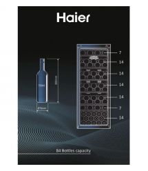 Haier Холодильник для вина, 127x49.7х58, холод.отд.-198л, зон - 1, бут-84, ST, дисплей, черный