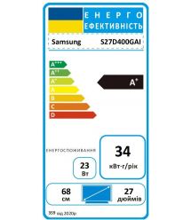 Samsung Монитор 27" S27D400 2*HDMI, DP, USB, IPS, 100Hz