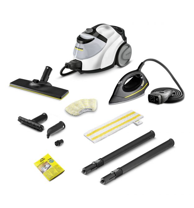 Karcher Пароочиститель SC 5 EasyFix Iron, 2250Вт, 1500мл, 4.2Бар, утюг+ швабра, белый