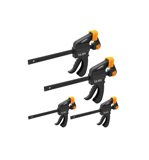 Tolsen Струбцина, набор 4шт, 4" 2шт, 6" 2 шт, храповой механизм, пластик