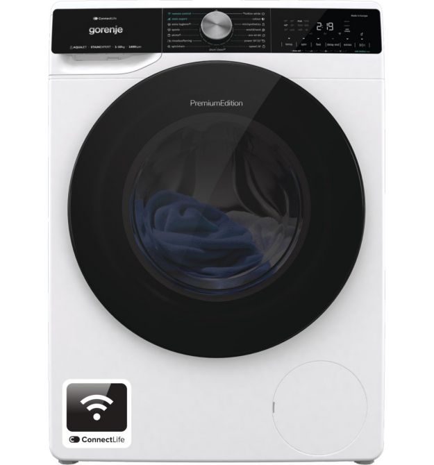 Gorenje Стиральная машина фронтальная, 10кг, 1400, A+++, 60см, дисплей, инвертор, пар, Wi-Fi, подсветка барабана, белый