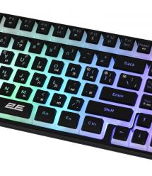 2E Gaming Клавиатура мембранная KG390 100key, USB-A/WL/BT, EN/UA, RGB, черный