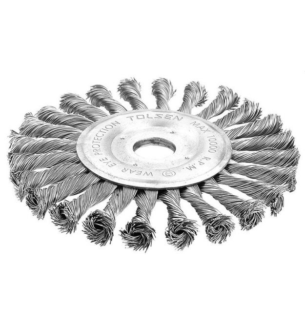 Tolsen Щетка дисковая Профи, переплетенная проволока 0.5мм, 180мм, посадочный размер 22.2мм
