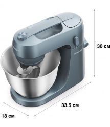 Kenwood Комплект кух.,машина+измельчитель+миксер Go, 800Вт, чаша-металл, корпус-металл, насадок-3, синий