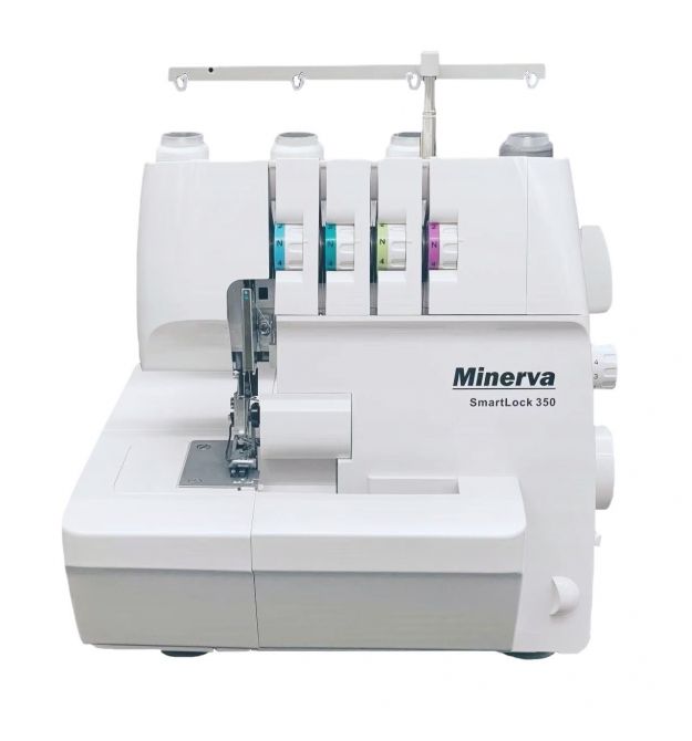 Minerva Оверлок SmartLock 350, 91Вт, 13 оп., (4, 3, 2-х ниточные швы), белый