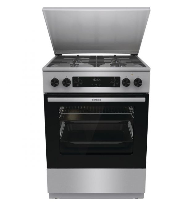 Gorenje Плита комби, 71л, 60x60см, дисплей, чугун, с крышкой, программатор IconLed,нерж