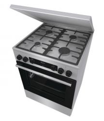 Gorenje Плита комби, 71л, 60x60см, дисплей, чугун, с крышкой, программатор IconLed,нерж