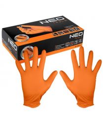 Neo Tools Перчатки рабочие/медицинские, перфорированные нитриловые, р.XL, 50шт., оранжевый