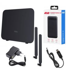 TCL Маршрутизатор LINKHUB (HH42CV2) LTE, Wi-Fi4, 1xFE LAN/WAN, 1xFE LAN, 2xSMA, Чорний + Power Bank 20000мА